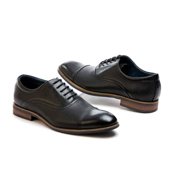 Ανδρικό παπούτσι κουστούμι δερμάτινο μαύρο διπλό δέρμα Beneto Maretti