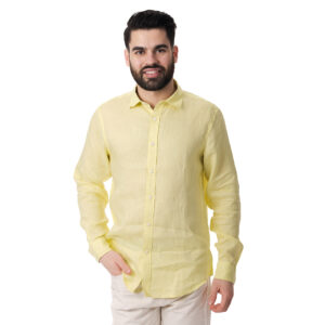 Aνδρικό πουκάμισο λινό κίτρινο Gianni Lupo