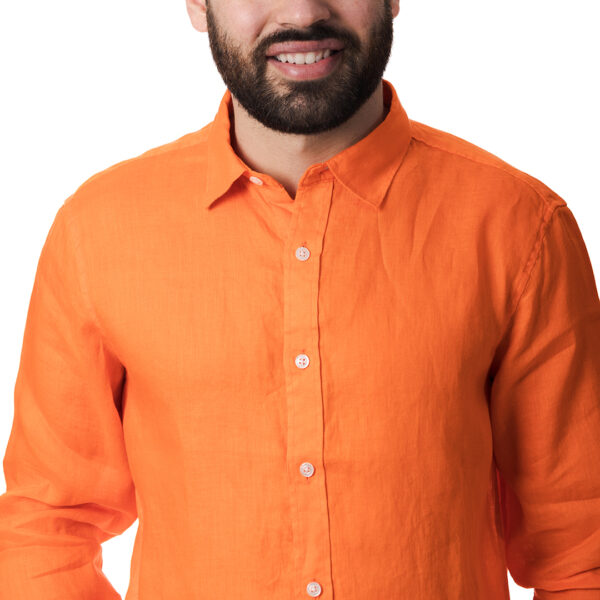 Ανδρικό πουκάμισο λινό πορτοκαλί Gianni Lupo