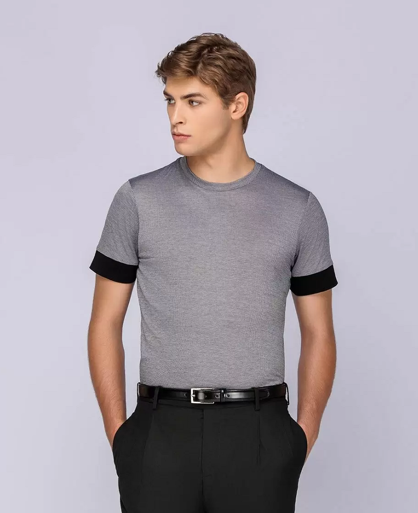Ανδρικό T-Shirt Γκρι Με Μαύρες Λεπτομέρειες Tailor Italian Wear