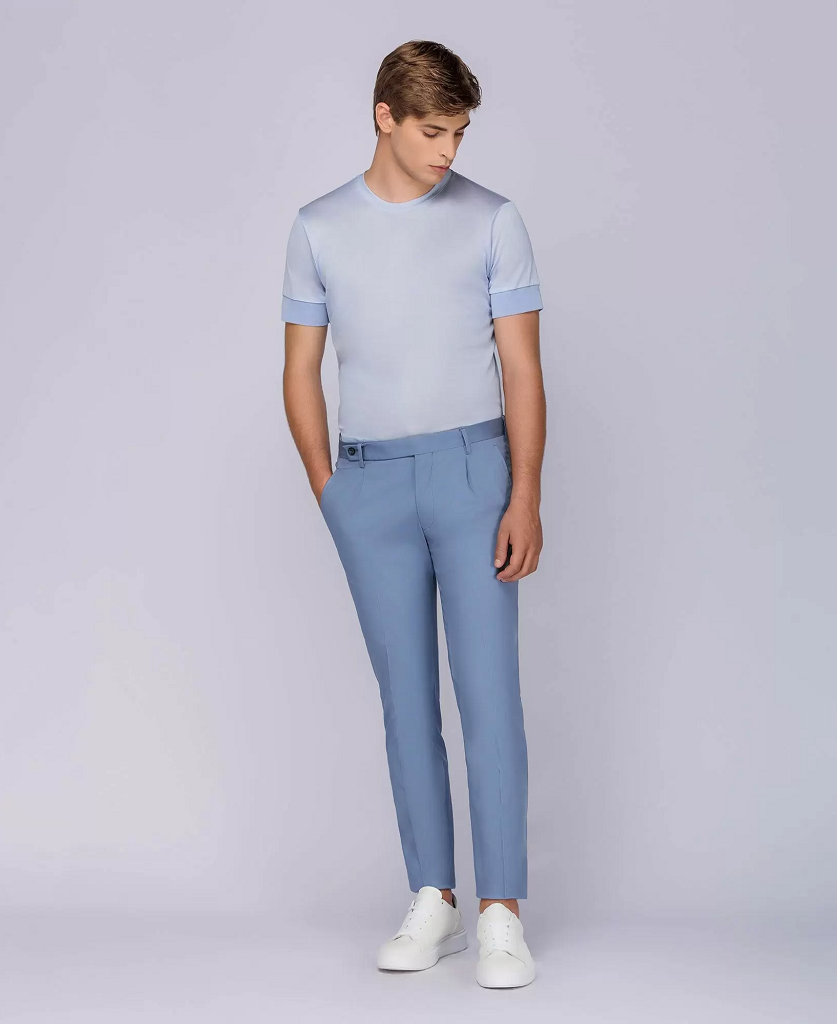 Ανδρικό Παντελόνι Με Πιέτες Γαλάζιο Tailor Italian Wear