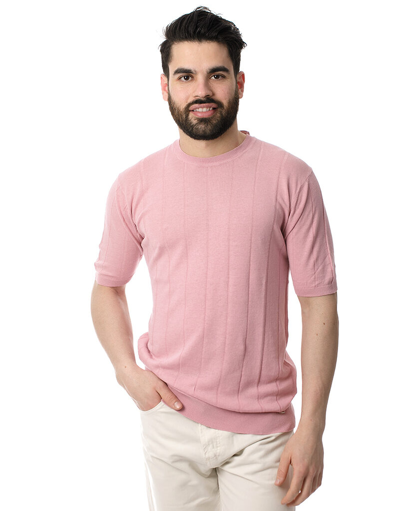 Ανδρικό Πλεκτό T-Shirt Ροζ Markup