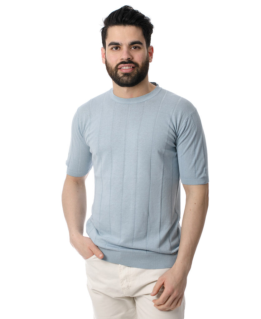 Ανδρικό Πλεκτό T-Shirt Γαλάζιο Markup