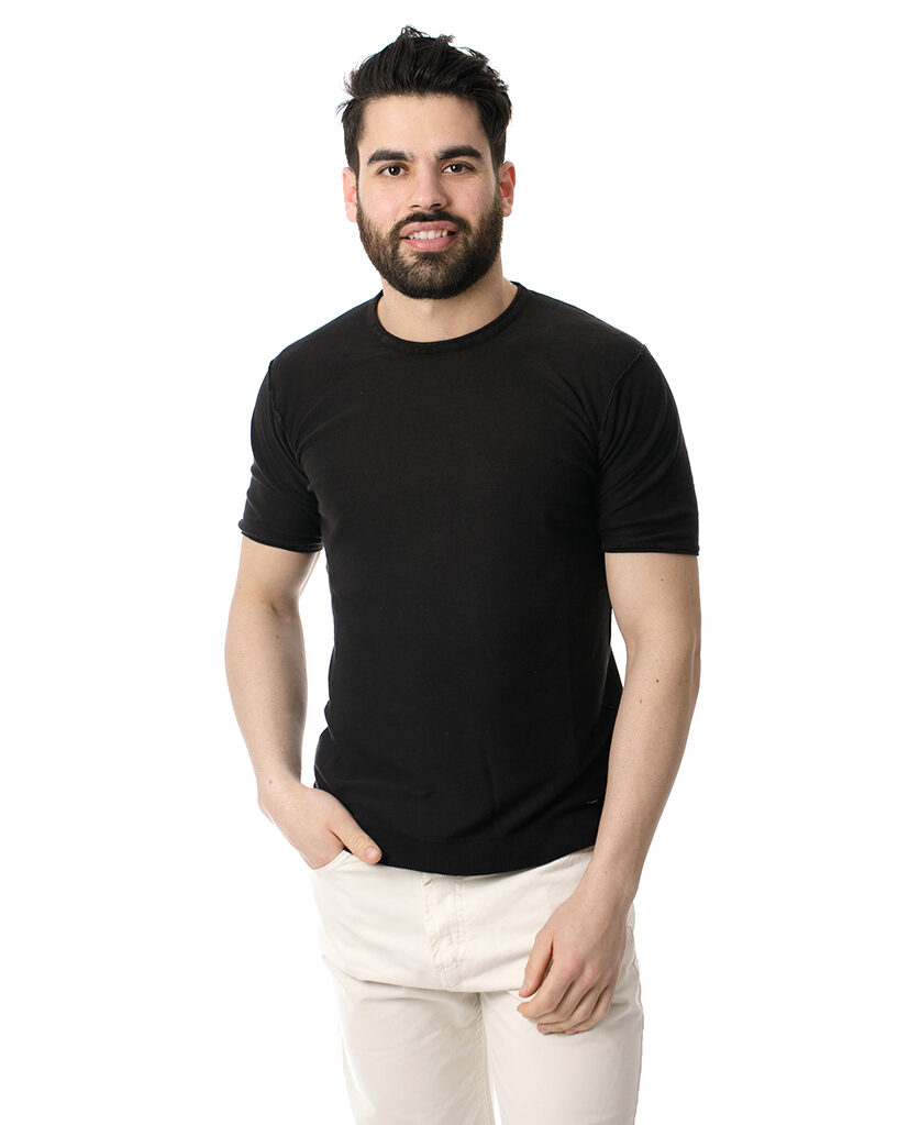 Ανδρικό Πλεκτό T-Shirt Μαύρο Markup