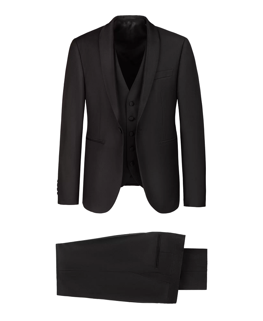 Ανδρικό Κοστούμι Σμόκιν Με Γιλέκο Μαύρο Tailor Italian Wear