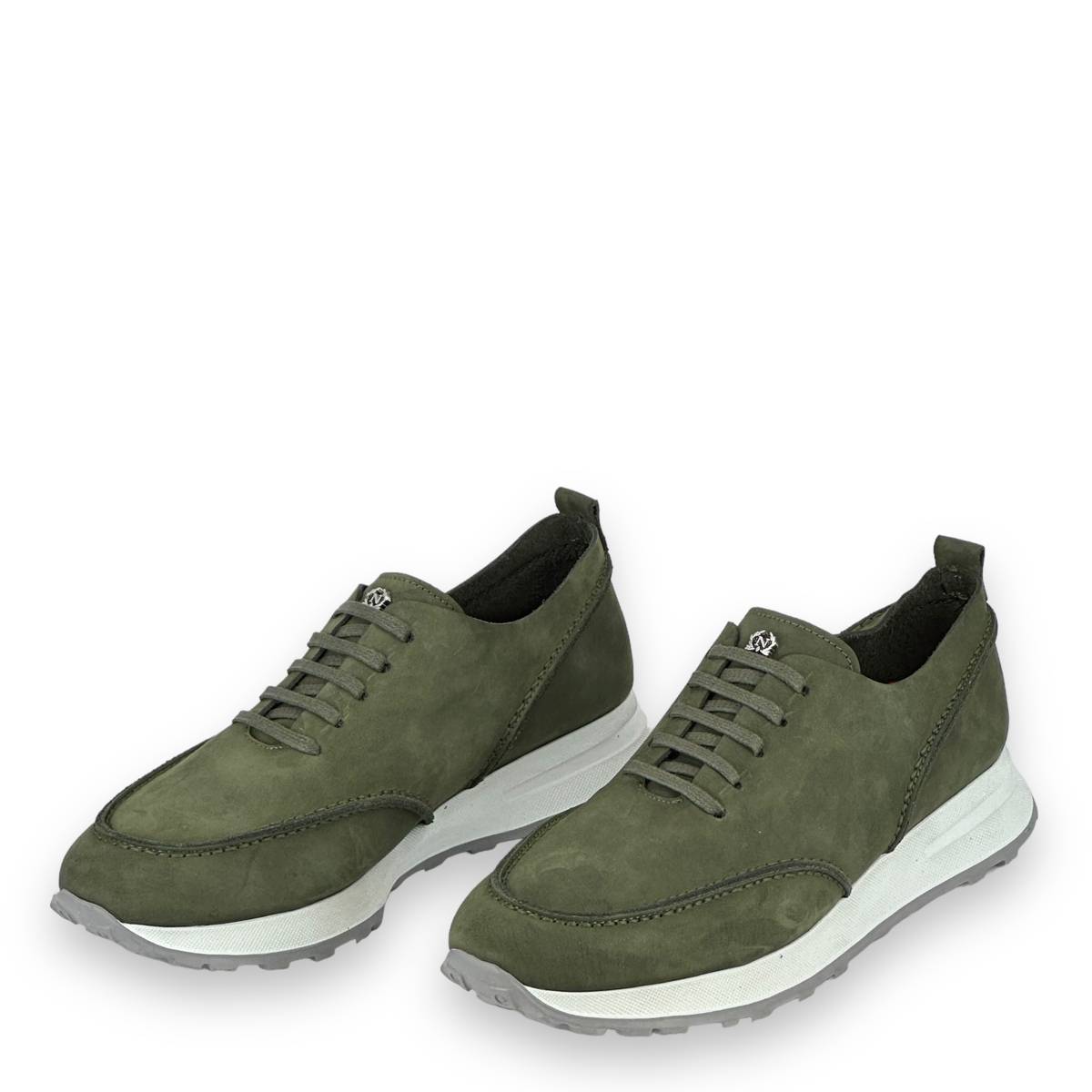 Aνδρικά Δερμάτινα Suede Olive Green Sneakers Monte Napoleone