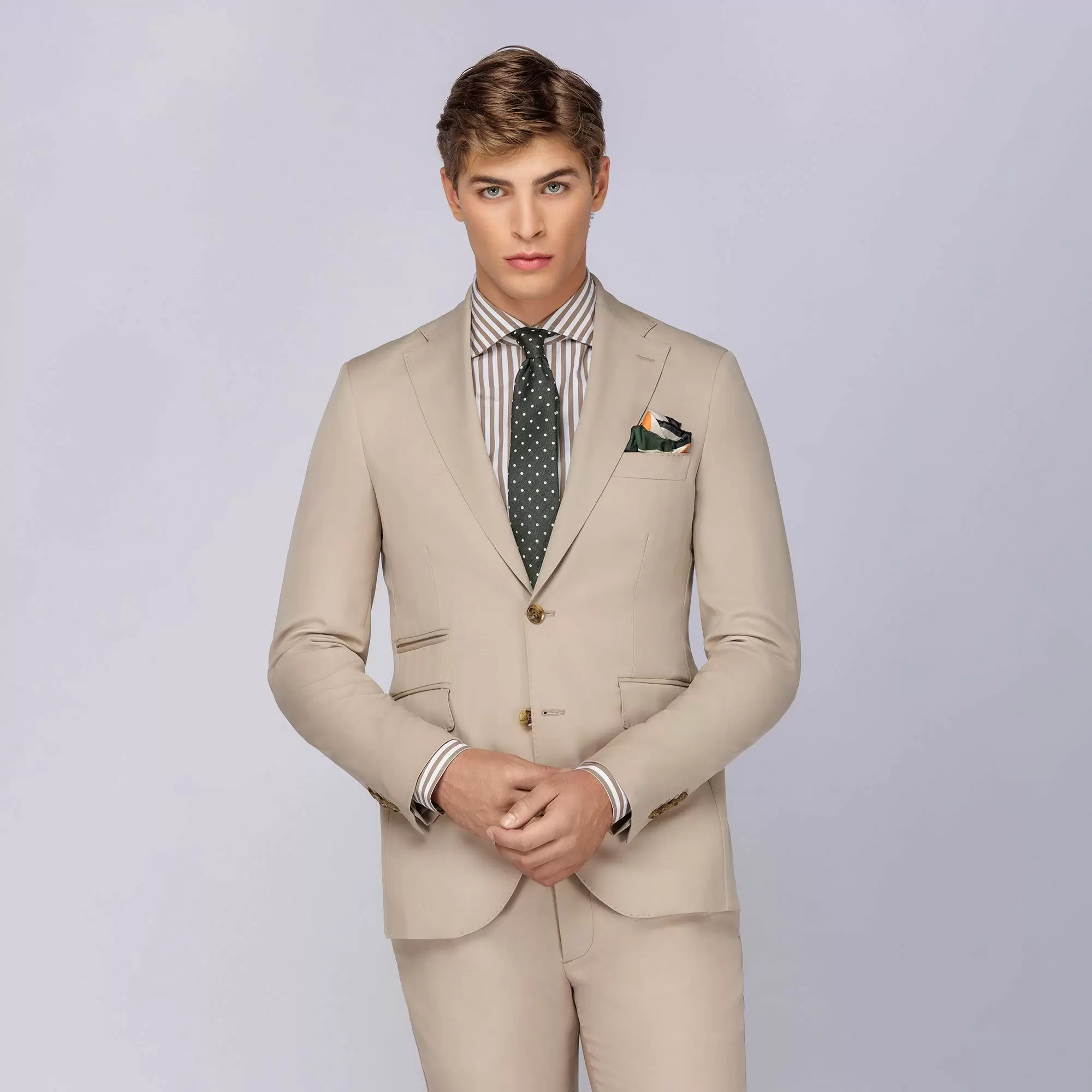 Ανδρικό Κοστούμι Μάλλινο Solaro Μπεζ Tailor Italian Wear