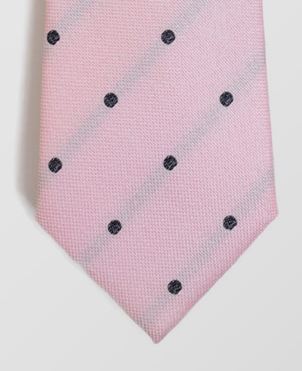 Aνδρική Γραβάτα Ροζ Με Μαύρο Πουα Σχέδιο Stefano Mario