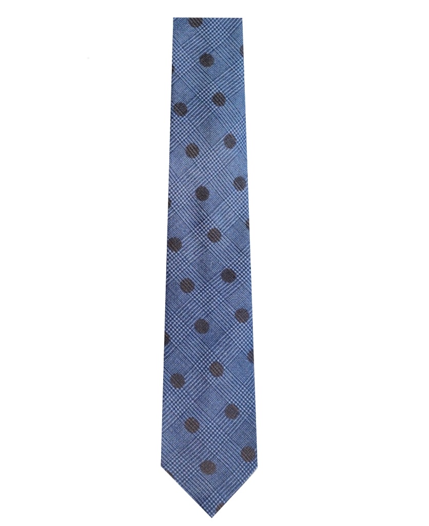 Ανδρική Γραβάτα Μεταξωτή Ριγέ Μπλε Με Πουά Σχέδιο Tailor Italian Wear
