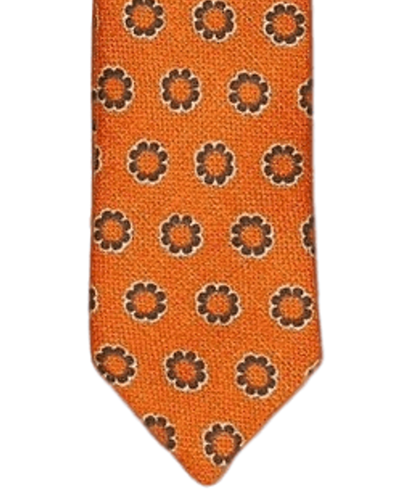 Ανδρική Γραβάτα Μεταξωτή Πορτοκαλί Με Ρετρό Σχέδιο Tailor Italian Wear