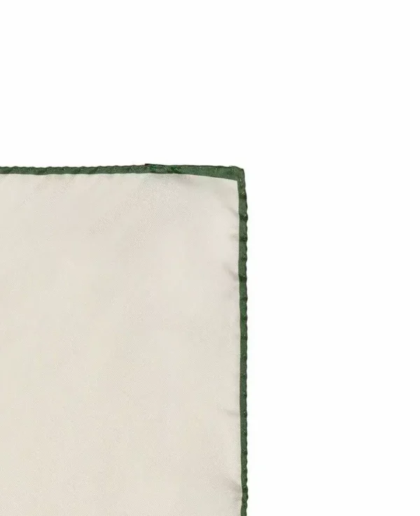 Ανδρικό Μαντήλι Λευκό Μετάξι Με Πράσινο Περίγραμμα Tailor Italian Wear