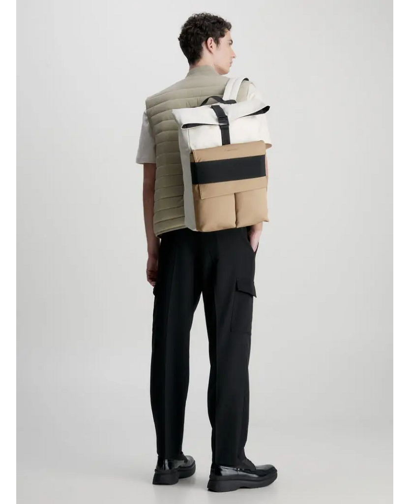 Ανδρικό Σακίδιο Πλάτης Με Roll Top Κλείσιμο Μπεζ Calvin Klein
