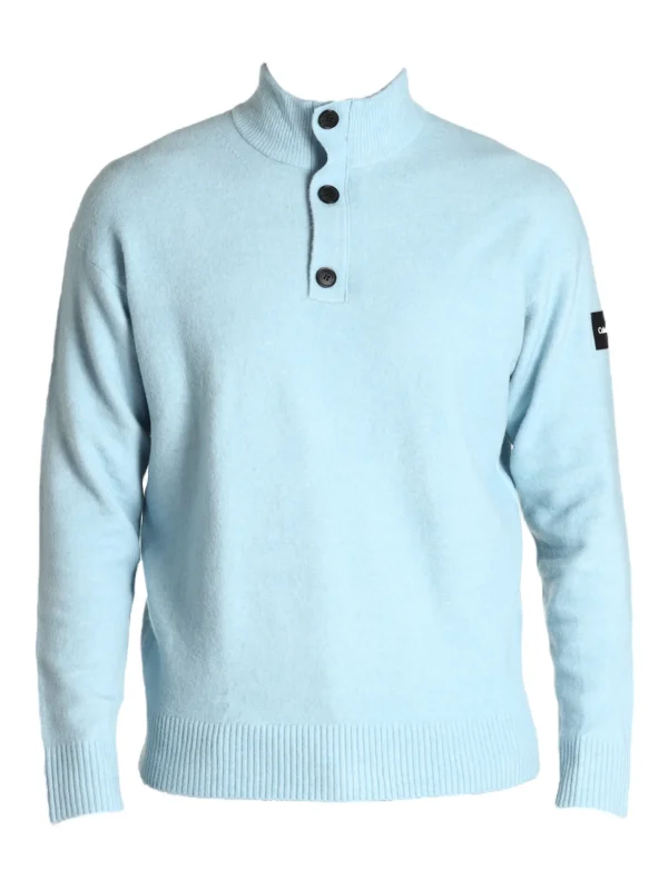 Ανδρική Μπλούζα Λουπέτο Με Κουμπιά Και Φερμουάρ Γαλάζιο Calvin Klein