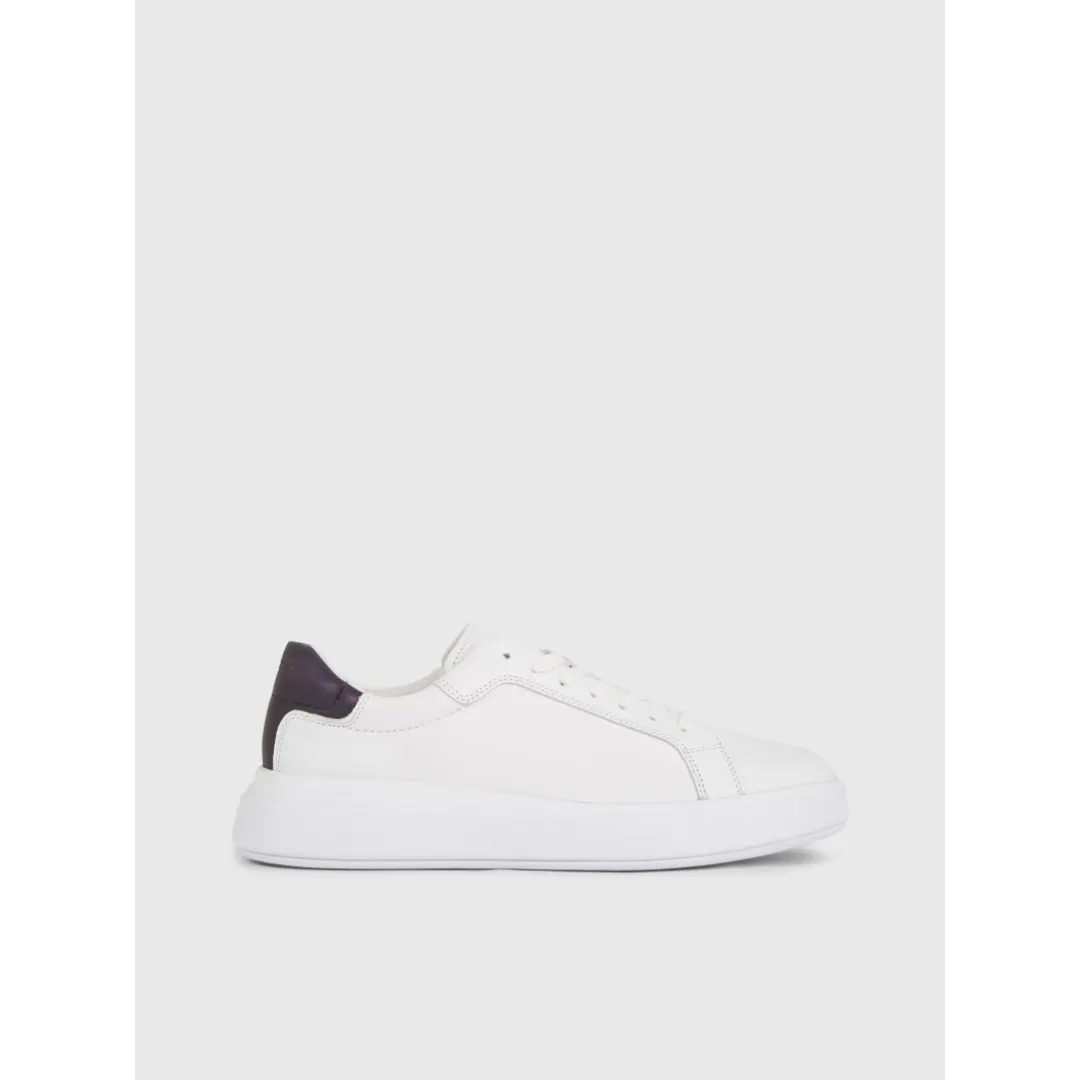 Ανδρικό Δερμάτινο Sneakers Λευκό/Μωβ Calvin Klein